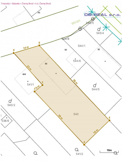 Čierny Brod: Predaj stavebného pozemku o výmere 977m2 pre výstavbu rodinného domu