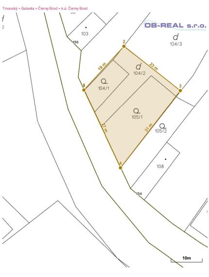 Čierny Brod: Predaj stavebného pozemku o výmere 592m2 pre výstavbu rodinného domu, alebo polyfunkčného objektu