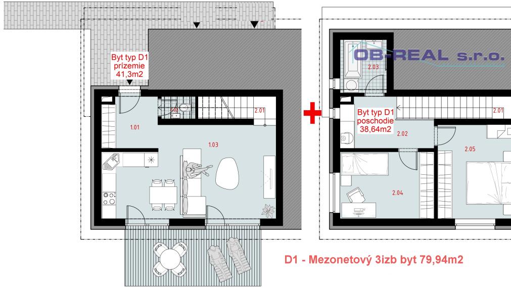 REZERVOVANE_D2D1_Predaj 3izb holobytu 80m2 MEZONET (1NP+2NP)_1xP_Pozemok