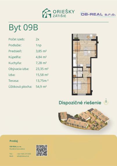 AKCIA zľava 5000,- eur! Predaj 2izb Skolaudovaných bytov s terasou a pozemkom v novovybudovanej lokalite Oriešky - Zátišie v Sládkovičove