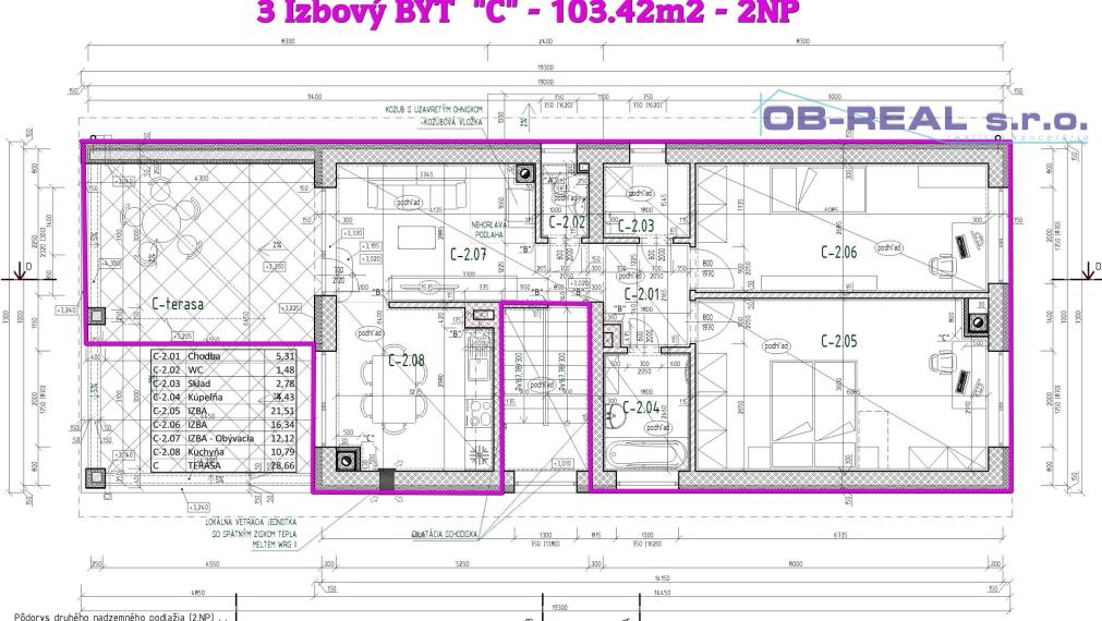 C_Predaj 3izb bytu 103m2 na 1.poschodí tehl. bytovky GA-HODY