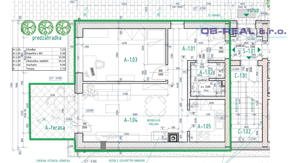 A_Predaj 2izb bytu 56m2 na prízemí tehl. bytovky GA-HODY