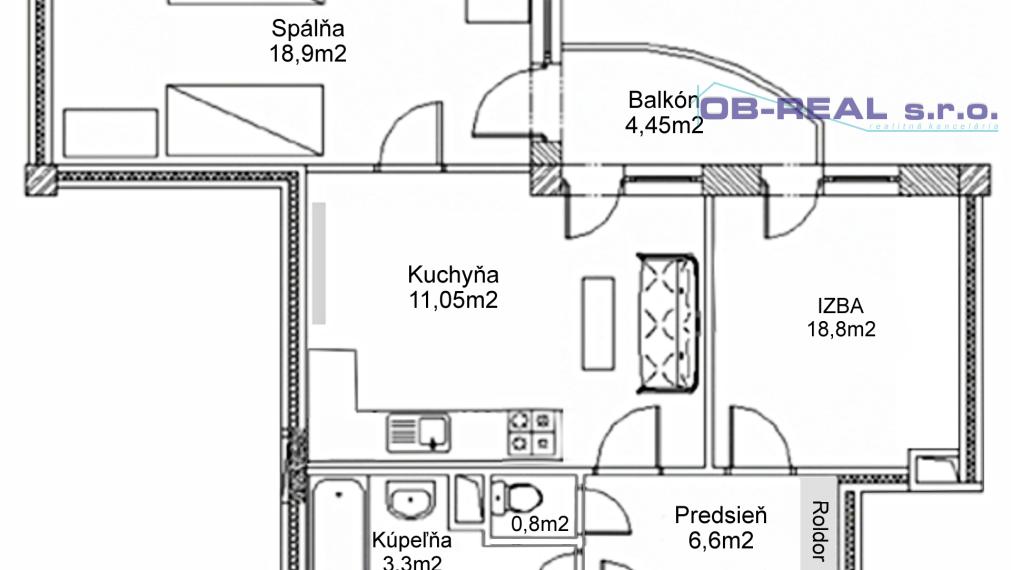 Priestranný 2i byt 64 m² s dvomi veľkými izbami a balkónom v komplexe GALAXIA